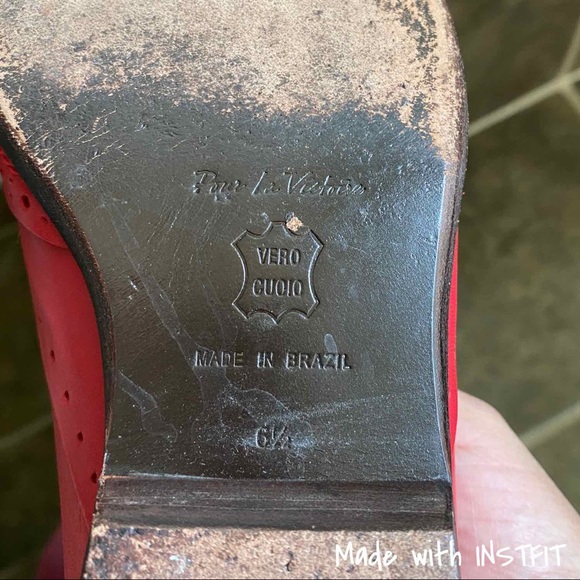 Pour La Victoire Red Leather Wing Tip Saddle Shoes - Picture 4 of 6